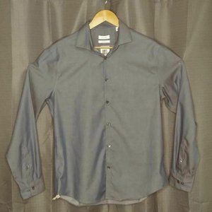 Calvin Klein Mens Dress Shirt Gray Slim Fit Collar